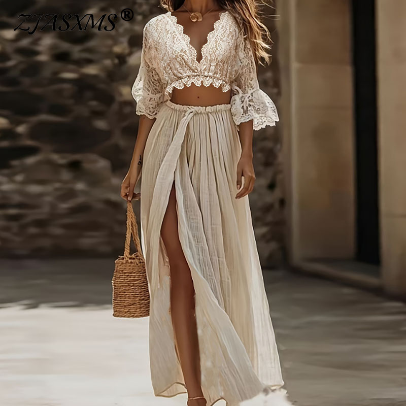 Women'S Formal Wear Suit - Ensemble deux pièces bohème en dentelle