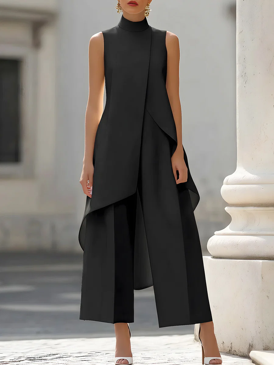 Women Formal Wear Office - Combinaison sans manches à col montant
