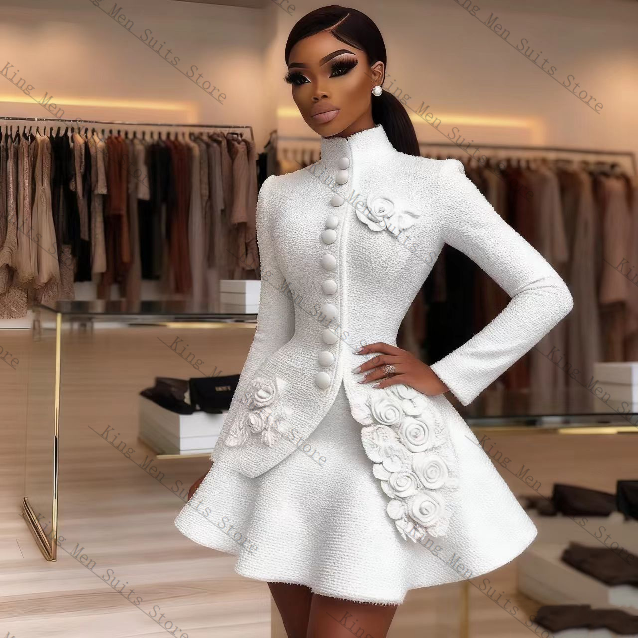 Women'S Formal Wear For Wedding Guest - Ensemble de costume de luxe blanc