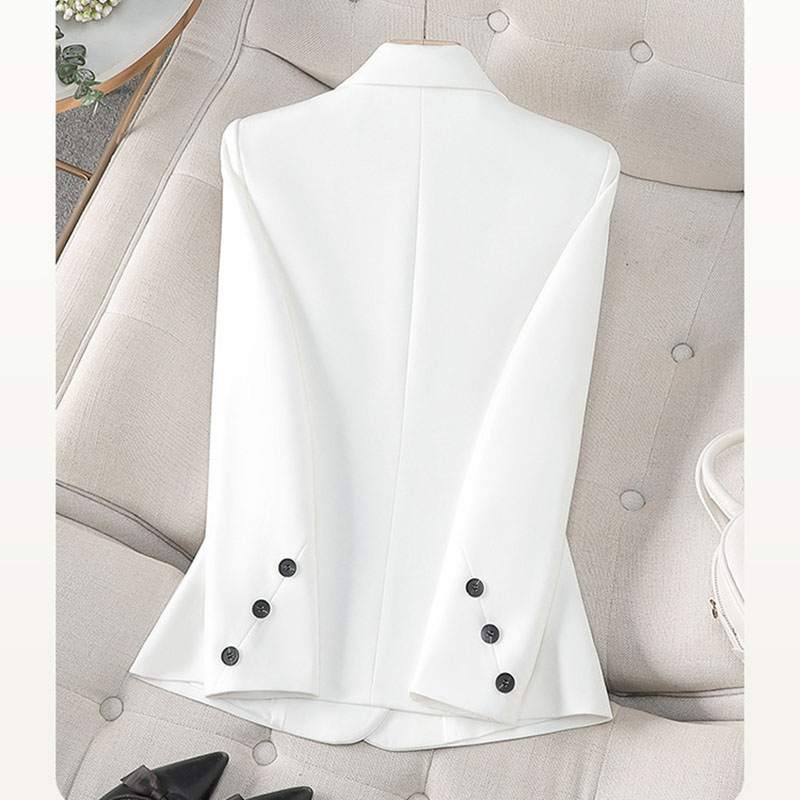 Women Formal Wear With Black Blazer - Blazer blanc noir à manches longues
