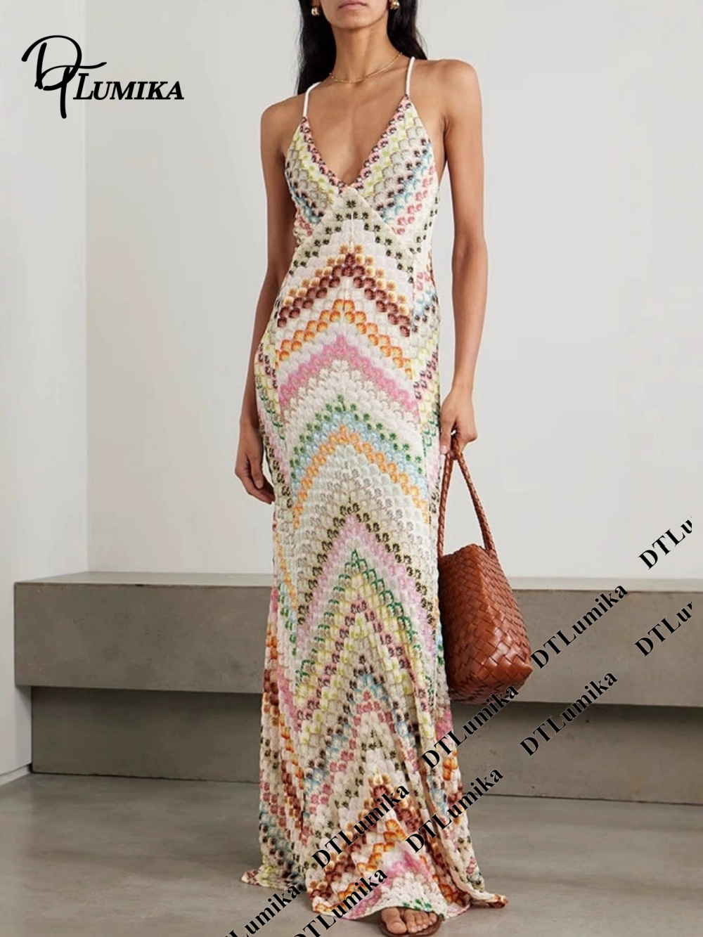 Women'S Formal Resort Wear - Robe longue bohème DTLumika à imprimé,
