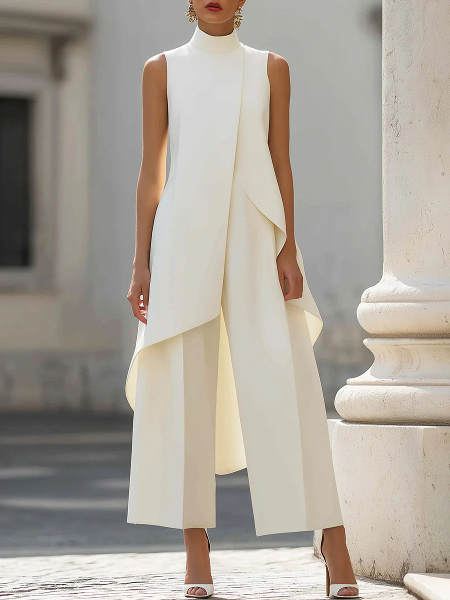 Women'S Formal Wear Suit - Ensemble tailleur-pantalon asymétrique deux pièces sans
