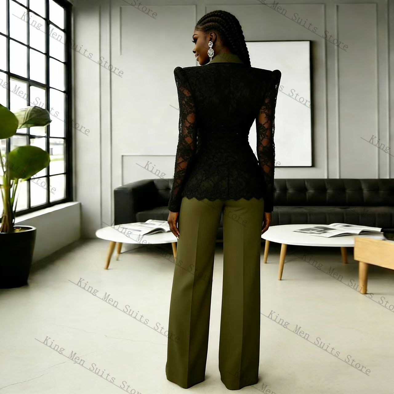 Ensemble tailleur femme vert e - Women Formal Wear With Black Blazer avis et prix