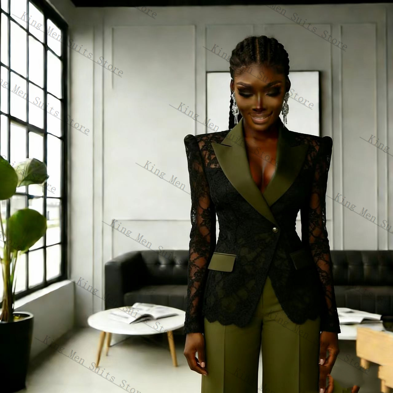 Ensemble tailleur femme vert e - Women Formal Wear With Black Blazer avis et prix