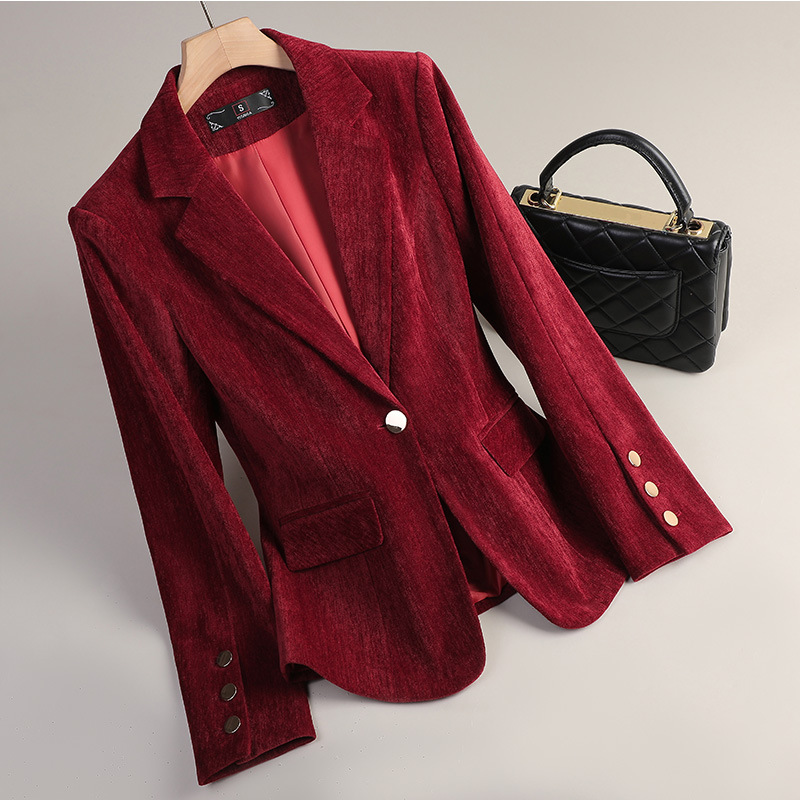 Blazer en velours jaune or pou - Women Formal Wear Office avis et prix
