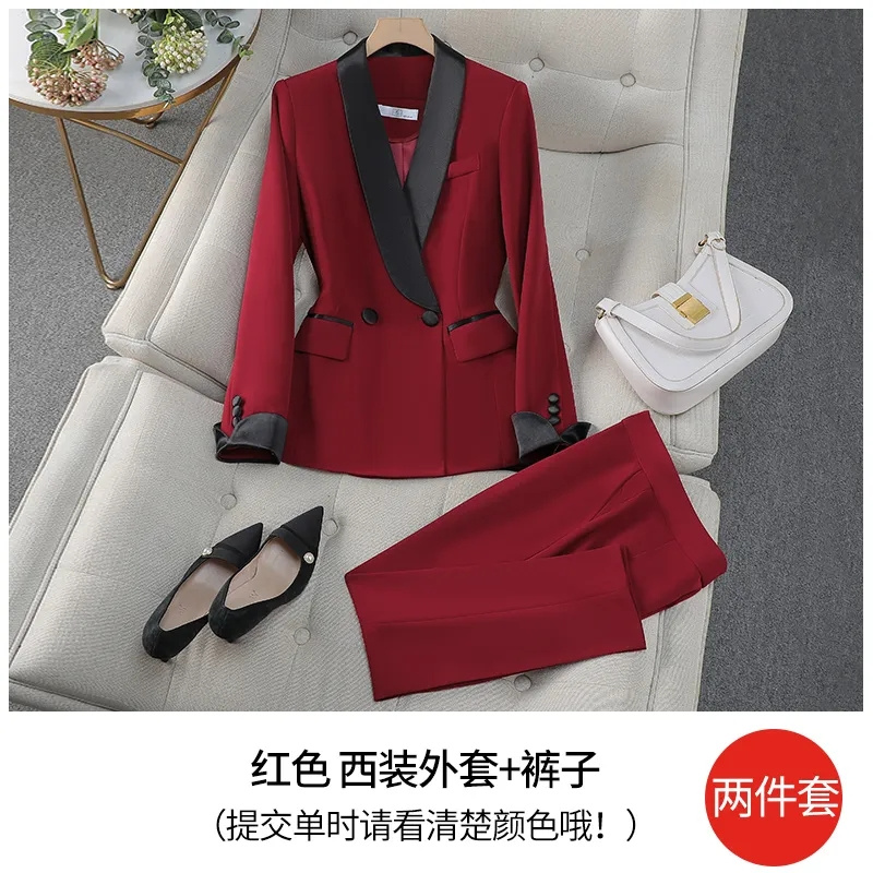 Costume pantalon élégant rouge - Women Formal Wear With Black Blazer avis et prix