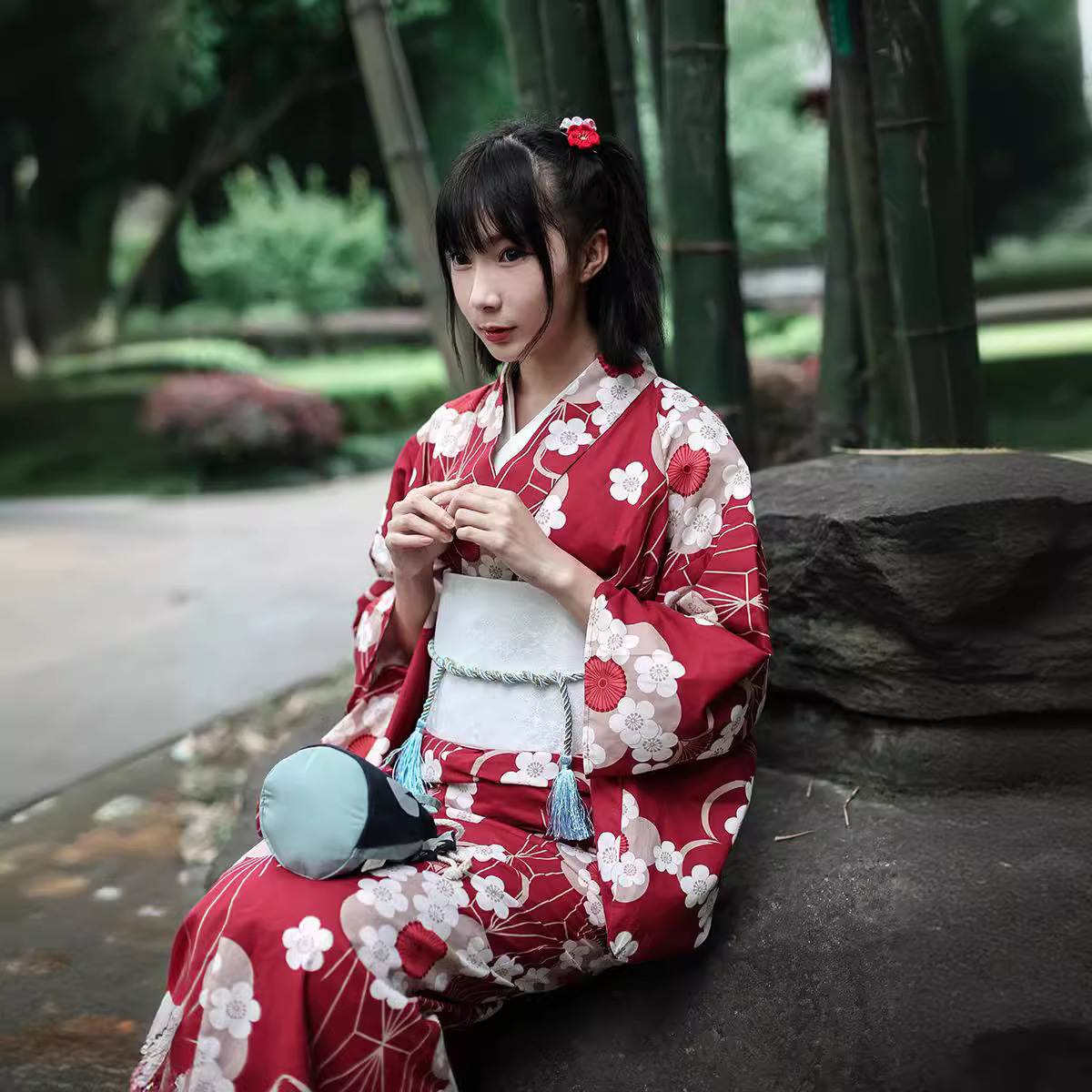 Kimono Yukata Japonais Rouge p - Japanese Women Formal Wear avis et prix