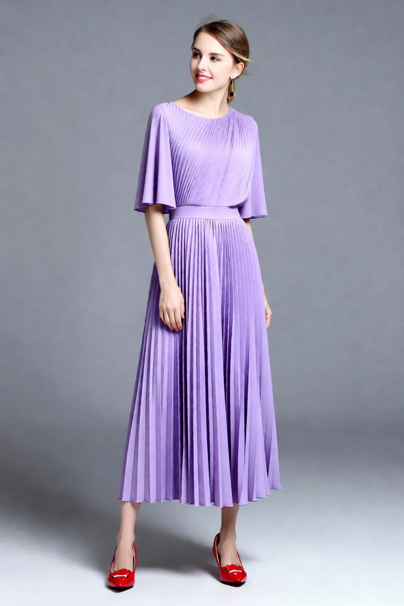 Robe midi plissée à manches ca - Women'S Formal Wear For Wedding Guest avis et prix