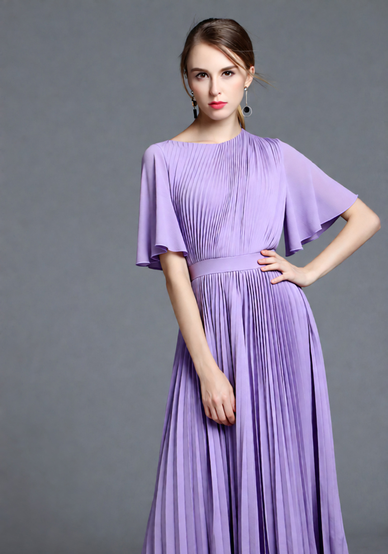 Robe midi plissée à manches ca - Women'S Formal Wear For Wedding Guest avis et prix