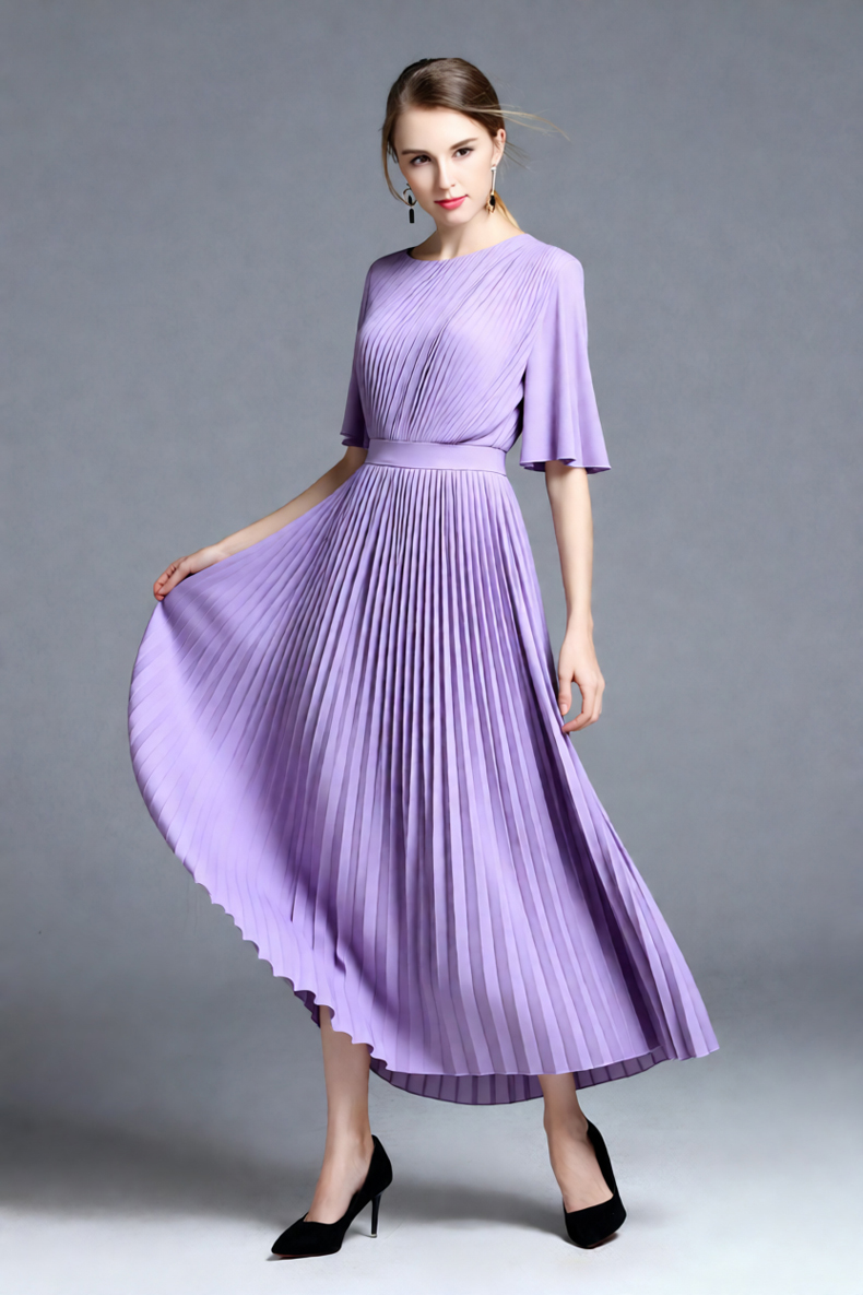 Robe midi plissée à manches ca - Women'S Formal Wear For Wedding Guest avis et prix